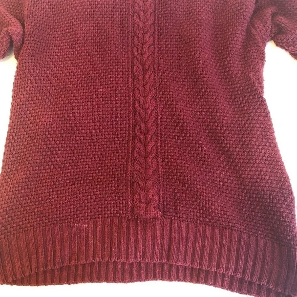 Vintage WINTER SILKS Sweater Women's Size Large Red Mock Pullover Cable Knit - Picture 4 of 7